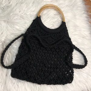 Black crochet bag